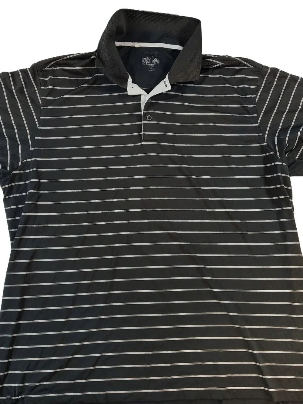 Men's XXL Black & White Striped Short Sleeve Adidas Golf Style Polo Shirt